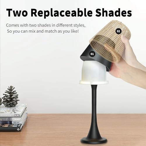 Mr. White Outdoor Waterproof Cordless Rechargeable Portable Touch Battery Operated Powered Table Lamp for Restaurant Kitchen Patio Dinner Dining (Black) - Image 2