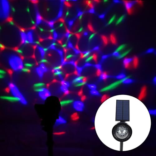 Alpine Corporation 6" Tall Solar Rotating Projector Lights, Dual Function with Multicolor LED Outdoor Decorative Lights, Black - Image 4