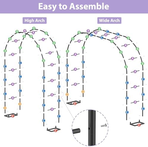 Sunexinlo Garden Arch Trellis with Base, 5.3'W x 7.6'H or 7.9'W x 6.3'H Wedding Arch, Metal Garden Trellis for Climbing Plants Outdoor Wedding Christmas Bridal Party Decoration, Black - Image 6