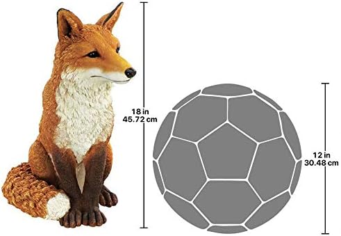 Design Toscano Simon The Woodland Fox Indoor/Outdoor Garden Statue for Patio, Pool or Lawn, 18 Inch Tall, Cast Stone Resin, Red Orange Paint - Image 3
