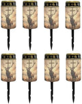 Poceacles 8 Pack Cross Solar Lights Cemetery Solar Lights for Grave Solar Candle Solar Lantern Light Walkway Lights Waterproof Landscape Lighting for Loss of Loved One, Deer Cross Dove of Peace Brown by Poceacles