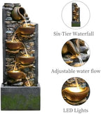 39" Outdoor Garden Water Fountain with Lights, 5 Tiers Water Feature - Image 2