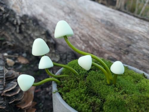 Handcrafted Polymer Mushrooms Set of 9 - Creme by GardenArtisans