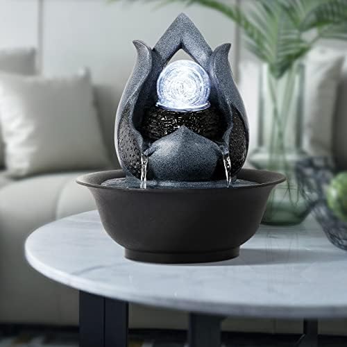 WICHEMI Indoor Water Fountain Tabletop Fountain with LED Crystal Ball - Image 2
