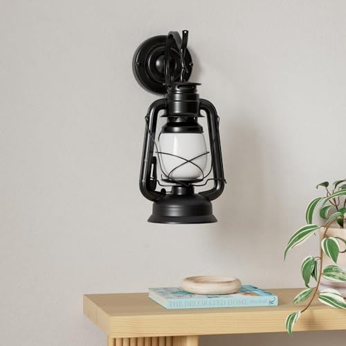 Kerosene Wall Sconce Plug in Lantern Wall Lamp E27 Metal Glass Shade Living Room Bedroom Bedside Hotel Lamp - Image 2