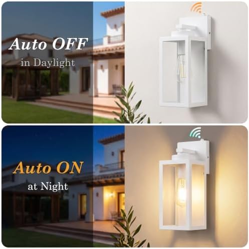 BesLowe Upgraded Dusk to Dawn Outdoor Wall Lights, White, 2-Pack - Image 3
