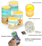 LED Flickering Candles Battery Operated Candles Set of 4 with Remote Control Timer Dancing Flame Pillar Candles Home Table Coastal Decoration, Beach Coastal - Image 6