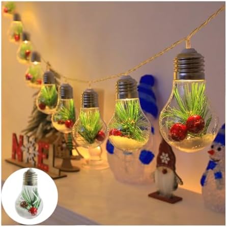 CAKERS Christmas Tree Decor Hanging String Lights|Creative PVC Clear Light Bulb Modeling Led Copper Wire Lights for Party Wedding Birthday Decor,D,3m(9.8ft)-20LED-USB by CAKERS