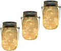 Solar Mason Jar Lantern Light, 3 Pack 20 Led String Starry Hanging Lamp, Fairy Firefly Lights Kit for Patio Garden Wedding Table Decor with Mason Jar & Hanger by Unknown