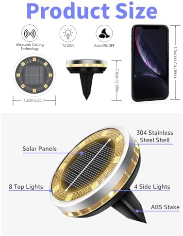 SenLuKit 18 Pack Outdoor Solar Ground Lights with 4 Side Light（Warm White） - Image 5