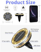 Solar Ground Lights Outdoor 12 Pack Waterproof, Upgraded Solar Garden Lights with 4 Side Light, Stainless Steel Solar Powered Disc Landscape Light for Walkway Pathway Lawn Yard Patio Deck-Warm White - Image 5