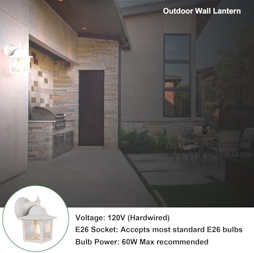 LIT-PaTH Outdoor Wall Light Fixture, Antirust Aluminum Glass, White 1 Pack - Image 5