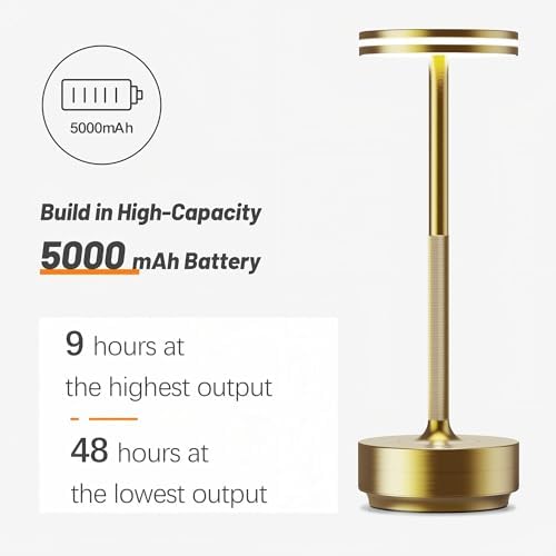 Hapfish Rechargeable Cordless Table Lamps, 5000mAh Battery Operated Lamp - Image 2