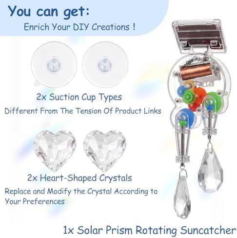 Solar Prism Rotating Suncatcher,Double Crystal Window Decor with Replaceable Heart‑Shaped Prism, Vibrant Home & Office Decoration, Great Gift for Christmas & Birthdays or Other Special Holidays - Image 6