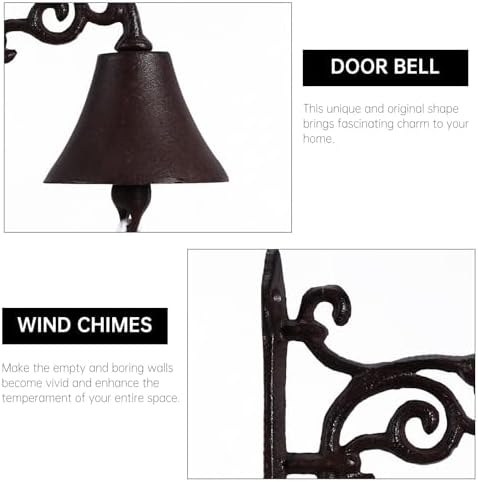 Homoyoyo Vintage Rustic Cast Iron Door Bell Crank Handle, Hanging Wall Mounted Shaking Bell for Garden and Porch Decoration, Retro Style Decorative Home Accent - Image 3