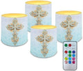 LED Flameless Candles with Realistic Dancing Flame Aesthetic Cross Waterproof Battery Operated with Dual Timer & Remote (4 Pack) for Independence Day Home Indoor $ Outdoor Decor by YUVAMAGIMO