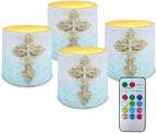 LED Flameless Candles with Realistic Dancing Flame Aesthetic Cross Waterproof Battery Operated with Dual Timer & Remote (4 Pack) for Independence Day Home Indoor $ Outdoor Decor by YUVAMAGIMO