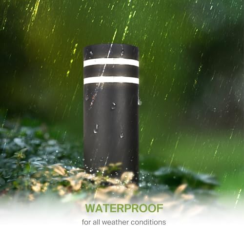 ASD 12" Round Bollard Light Fixture, Outdoor Pathway Floor Lamp | Antiglare, Waterproof, ETL Listed | 60W E26 Bulb Socket 120V | Landscape Hardwired Lighting, Exterior Post Lantern | Black - Image 5