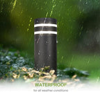 ASD 12" Round Bollard Light Fixture, Outdoor Pathway Floor Lamp | Antiglare, Waterproof, ETL Listed | 60W E26 Bulb Socket 120V | Landscape Hardwired Lighting, Exterior Post Lantern | Black - Image 5