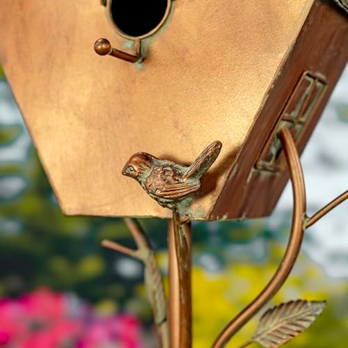 Copper Colored Fancy Design Birdhouse Garden Stakes (Short Classic House Shape) - Image 3
