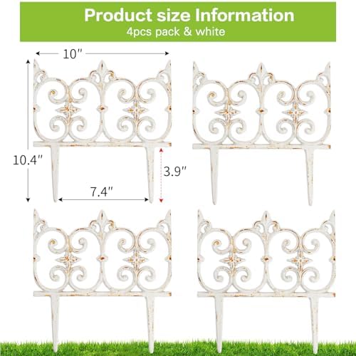 Sungmor Cast Iron Garden Edging, 10.6 Inches Tall 4 Pack Rustic White - Image 6