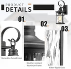 Darkaway Outdoor Wall Lights,Exterior Lighting Fixtures Wall Mount Porch Lights Waterproof Outdoor Sconce with Water Ripple Glass for House Patio Hallway Garage - Image 2