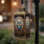 Solar Lantern Stained Glass Owl Wall Art Mid Outdoor Waterproof Garden Hanging Lantern Solar Powered Lighting Outside Solar Light for Patio Yard Camping, Gifts for Women Mom - Image 6