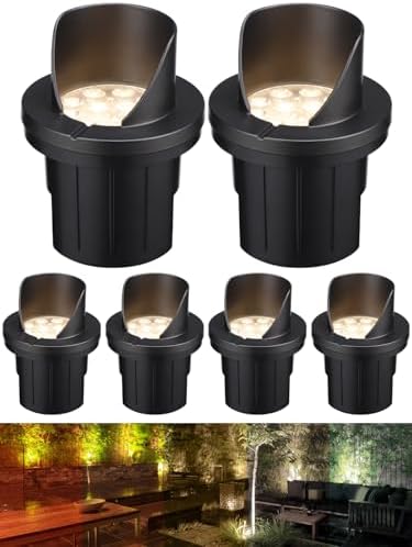 LEONLITE 6-Pack Dia.4 Inch 5CCT Well Lights Shielded Top Black by LEONLITE