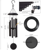 32" Outdoor Wind Chimes Deep Tone, Professionally Tuned C Major Aluminum Wind Chime with Gift Box & Envelope, Memorial Sympathy Wind Chime for Patio Garden Decor, Classic Round, Black - Image 6