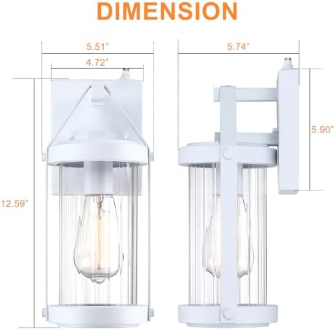 LONEDRUID 2 Pack Dusk to Dawn Sensor White Outdoor Wall Sconce Lightings - Image 6