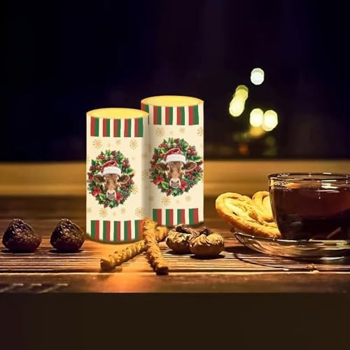 Christmas Highland Cow Battery Operated Flameless Candles with Timer Remote LED Candles Flickering for Indoor Outdoor Home Decorations Flameless LED Real Wax Lights - Image 7