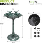 Magshion 31.5" Bird Bath with Solar Fountain for Outside, Green - Image 2
