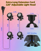 T-SUN Colored Pond Lights LED Underwater with Remote Control 4 Heads - Image 7
