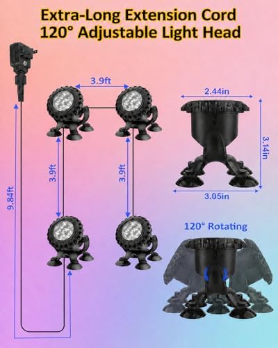 T-SUN Colored Pond Lights LED Underwater with Remote Control 4 Heads - Image 7