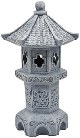Pagoda Garden Statue Resin Solar Japanese Pagoda Lantern Decorative Zen Garden Landscape Ornament for Yard Patio Lawn Outdoor Decor, Style4 - Image 3