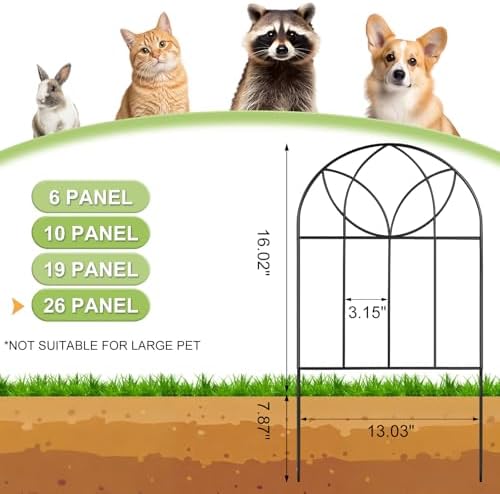 26 Pack Small Garden Fence, 24in(H) x 28ft(L) Decorative Fencing - Image 3