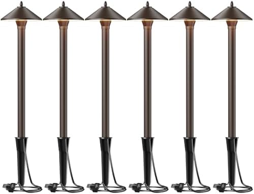 Malibu Low Voltage Pathway Lights, 10W Pro Style Halogen Landscape Lighting, 6Pack 2700K Warm White Path Light, 12V AC Bronze Outdoor Walkway Lights for Yard Garden 8308-9103 by Unknown