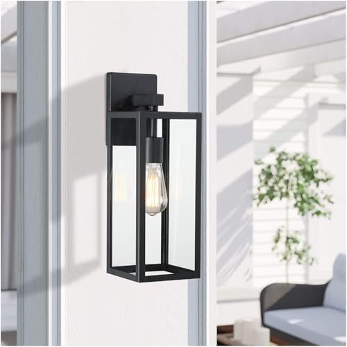 2 Pack Large Outdoor Sconce Lights,18 Inch Outdoor Wall Lantern Light,Exterior Sconce Metal and Glass Large Porch Light, Black Outdoor Lanterns for Front Porch Garage Balcony - Image 3