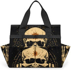 Funny Garden Tool Bag Organizer Heavy Duty Gothic Skull Gardening Tote Bag with 10 Pockets for Women Men Gardening Gifts by Home