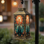 Solar Lantern Atomic Starburst Fox Stained Outdoor Waterproof Garden Hanging Lantern Solar Powered Lighting Outside Solar Light for Patio Yard Camping, Gifts for Women Mom - Image 6
