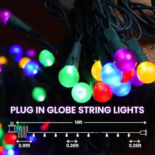 Christmas Lights Outdoor 19Ft 70 LED Chritmas Globe String Lights with Pearlized Glass Bulb UL Certified Christmas Tree Lights for Tree Decor - Image 2
