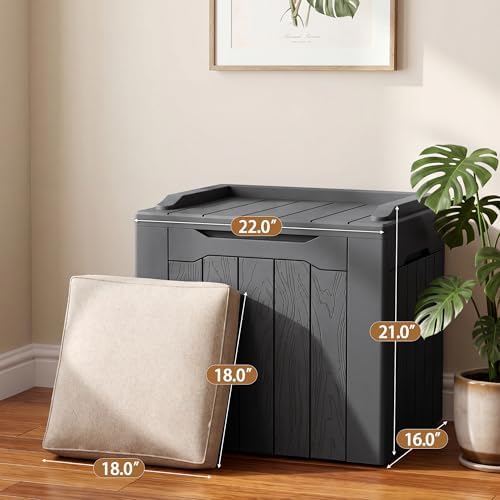 JUMMICO 31 Gallon Resin Deck Box Waterproof Outdoor Storage Boxes - Image 4