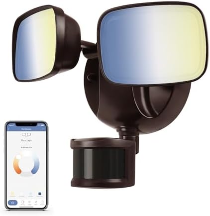 Feit Electric Smart Outdoor Flood Lights with Motion Sensor, 28W LED WiFi Security Light with Dusk to Dawn Compatible with Alexa and Hey Google, Tunable White, 2 Head, Hardwired, S9DFL/CCT/MOT/BZ/AG by FeitElectricCompany