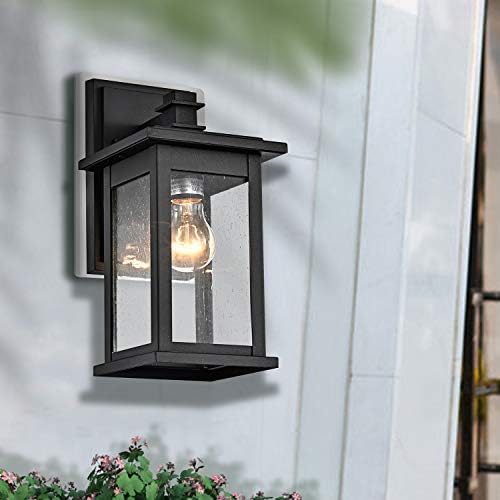 MICSIU 2 Pack Matte Black Outdoor Wall Sconce, 12 Inch Vintage Farmhouse - Image 4