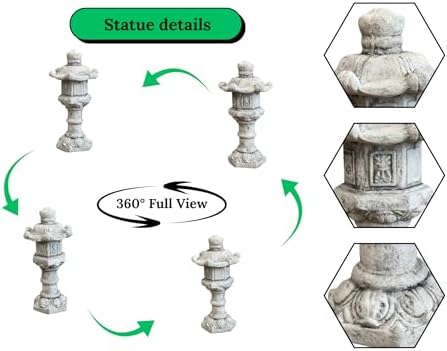 Asian Pagoda Statue Oriental Lantern Outdoor Sculpture Garden Figurine Painted Zen Ornament Japanese Pagoda Figure Yard Decoration Concrete Statuary Lawn Art - Image 3