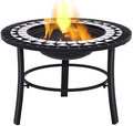 Outdoor Fire Pit 26.8 Inch Black and White Ceramic Steel Bowl with Three-Leg Stand and Tabletop for Garden Patio Campfire BBQ by Unknown