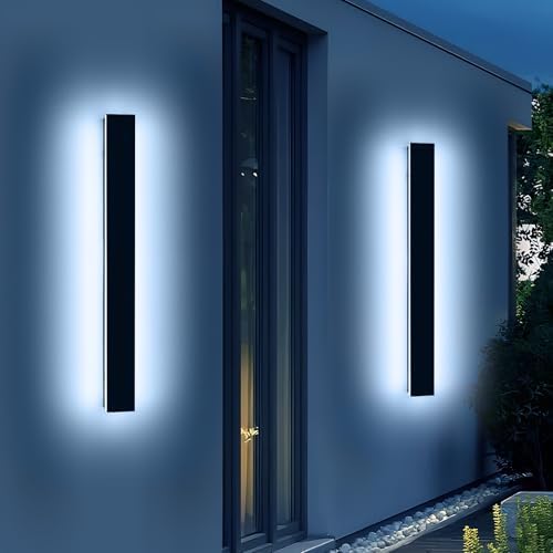 2 Pack 47.2inch Long Linear Outdoor Wall Light, 6000K Cold White Modern Wall Mounted Sconce, IP65 Waterproof, 42W, Black Exterior Lighting Fixture for Garage, Patio, Porch, Garden - Image 7