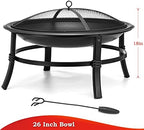 SINGLYFIRE 26 Inch Fire Pit for Outside Outdoor Wood Burning Firepit Bowl Heavy Duty Bonfire Pit Steel Firepit for Patio Backyard Camping Deck Picnic Porch with Spark Screen,Log Grate,Poker - Image 6