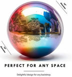 10 Inch Stainless Steel Gazing Globe,v2croft Hollow Ball Mirrored Surface Polished Shiny Sphere,Garden Stainless Steel Gazing Ball for Outdoor Lawn Pond Yard Ornament(rainbow) - Image 2