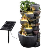 24'' Stacked Rock Solar Powered Water Fountain, Outdoor DIY Planter Pot Waterfall Fountain with LED Lights, Water Feature Landscape Decor for Garden, Patio, Backyard, Home Decoration - Image 7